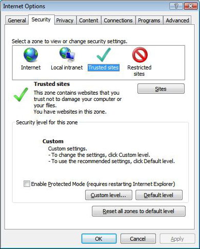 Internet Explorer Setup Options
